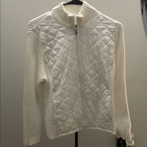 White Knitted Designed Sweater